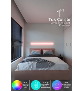 Şerit LED Led Abajur Aplik Gece Lambası Rgb Lambader 16 Renkli Uzaktan Kumandalı Işık 4 Animasyonlu Ledap2
