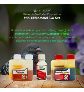 Royal İlaç  Kafes Kuşları ve Tüm Kanatlılar İçin Mükemmel Üçlü Set (Acidoral+Pigeorex+Pantonic)