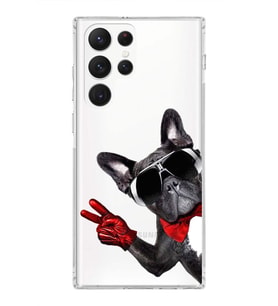 PrintiFy Samsung Galaxy S22 Ultra ile Uyumlu 1mm Slim Fit Köpek 2 050e Baskılı Şeffaf  Kılıf