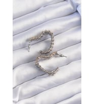 Pirinç Gold Gümüş Renkli Tırtıklı Kalp Küpe (Karışık)