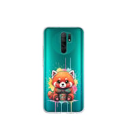 Redmi 9 ile Uyumlu Splash Tilki Tasarımlı Şeffaf Silikon Kılıf