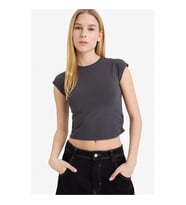 Defacto Fıtted Modal Antrasit Kadın T-Shirt F5187AX/AR191