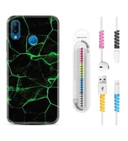 Huawei P20 Lite Mate 10 20 Lite Pro P40 Lite KılıfKablo Koruma Spiral Silikon Yeşil Şerit Mermer 1320