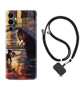 Tecno Pova 4 Kılıf Silikon Boyun Askılı İpli Desenli Silikon Kız ve Kedi 1762