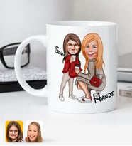 BK Gift Kişiye Özel Anne Kız Karikatürlü Beyaz Kupa Bardak-3