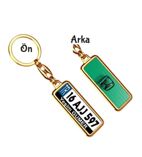Kişiye Özel Honda Yeşil Parıltı Logo Tema Plaka Anahtarlık (Altın)