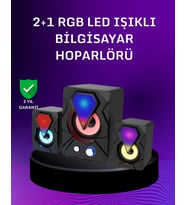 Usb Bağlantılı Rgb 2.1 Hoparlör Seti Derin Bas Ve Renkli Işık