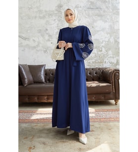 Liva Kolları Taşlı Abaya - İndigo