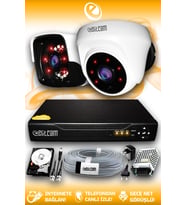 ELITCAM 2 Kameralı Panda 1 İç Kamera Set 500 GB HDD Full HD Gece Görüşlü Güvenlik Kamerası Sistemi