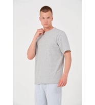 Erkek Düz Penye Tişört Bisiklet Yaka Kısa Kol Regular Fit T-Shirt - Gri
