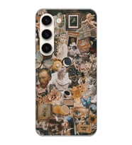 Samsung Galaxy S23 Uyumlu Aesthetic Sanatsal Kolaj Desenli Şeffaf Telefon Kılıfı