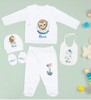 BK Kids Kişiye Özel 11 Parça Beyaz Hastane Çıkışı Body Zıbın Battaniye ve Yastık Hediye Seti-5