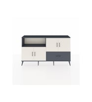 Arges Konsol 4 Raflı Tek Çekmeceli 4 Kapaklı 176x30x99 Antrasit-Aytaşı/Antrasit