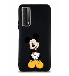 Huawei P Smart 2021 Soft Premier Kapak Mickey Mouse-A Tasarımlı Silikon Kılıf - Siyah (Şeffaf)