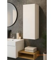 Monte Tek Kapaklı 3 Raflı Banyo & Kiler Dolabı – Beyaz/Suntalam, 85×30×30 Cm