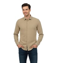 Erkek Kışlık Silim Fit Kaşkorse Dokuma Gömlek BGL-ST04935 (Taş)