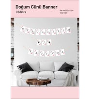 Kelebek Desen isme Özel Doğum Günü 1 Yaş Banner 3 mt Demonte