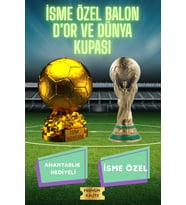 Dünya Kupası & Ballon d'Or 3D Maket Seti (15 cm) + Şampiyonlar Ligi Logolu Anahtarlık Hediye