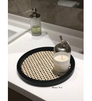 Maison Avf Rattan Hazeran Siyah Yuvarlak Tepsi M003