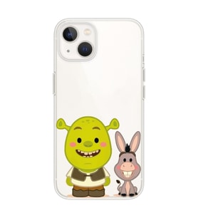 Iphone 14 Plus Uyumlu Shrek ve Eşek Tasarımlı Şeffaf Telefon Kılıfı