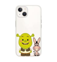 Iphone 14 Plus Uyumlu Shrek ve Eşek Tasarımlı Şeffaf Telefon Kılıfı