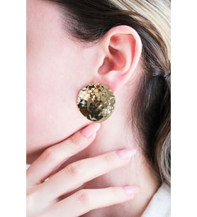 Gold Hammered Circle 2'li Küpe Seti