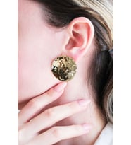 Gold Hammered Circle 2'li Küpe Seti