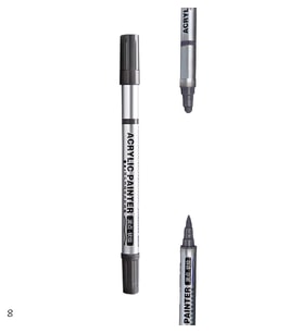 Çift Taraflı Akrilik Marker Kalemi - 1 Adet- Koyu Gri