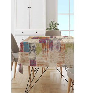Çok Renkli Patchwork Dokuma Leke Tutmaz Masa Örtüsü MSO170