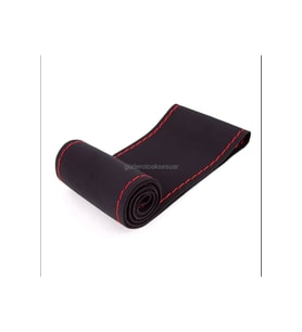 Universal Uyumlu Kamyon Tır Dikmeli Direksiyon Kılıfı Nubuk Alkantara Kırmızı Ipli 45×10.5cm