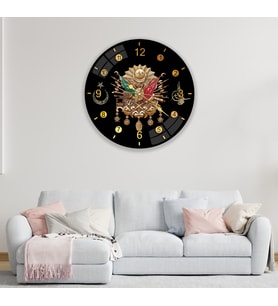  Osmanlı Arması Cam Saat - 60 cm