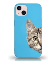 Apple iPhone 13 Uyumlu Lansman Kılıf Catface Tasarımlı Altı Kapalı İçi Kadife Kaplı Silikon Kapak (Şeffaf)