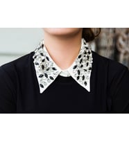 Takılabilir Kadın/Erkek Taş İşlemeli Kumaş Yaka - Her Tarza Uyumlu Şık Detay