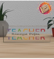 Kendin Tasarla Kişiye Özel İsimli Teacher Öğretmen Kelimeli Tasarım Kupa Bardak