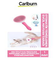 Premium Otomatik Tuşlu Temizlenen Evcil Hayvan Kedi Köpek Pet Tüy Toplayıcı Tarağı - Pembe