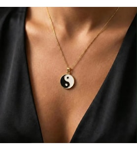 Kişiye Özel 925 Ayar Gümüş Zarif Yin Yang Kolye (Gold)