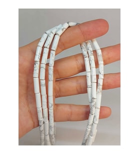 Bileklik Boy Havlit Taşı Silindir Kesim 4x12.5mm Yarım Dizi (49372) (18CM UZUNLUĞUNDADIR)