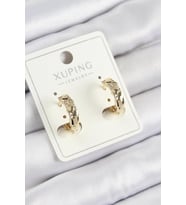 Xuping Zirkon Taşlı Halka Model Gold Renk Kadın Küpe