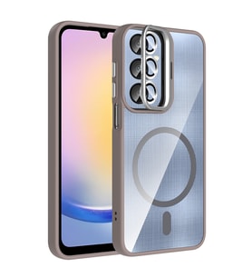 Samsung Galaxy A16 Uyumlu Kılıf Standlı ve Kamera Lens Hediyeli M-Safe Şarj Özellikli Zore Etro Kapak