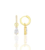 Gümüş altın yaldızlı kristal kesim zirkon taşlı halka küpe SGTL12255GOLD