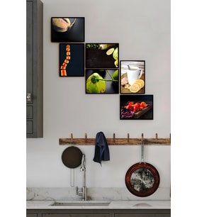 Çerçevesiz Çerçeve Görünümlü Mutfak Gastronomi Temalı 6 Parça Mdf Tablo Seti Çoklu Baskı Mdf Baskı