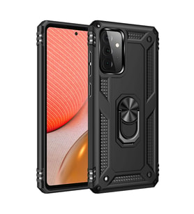 Samsung Galaxy A72 Kılıf Sofya Yüzüklü Silikon Kapak - Siyah