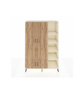 Hyperion Dolap 6 Raflı 4 Kapaklı Tek Askılı 132x44x195 Aytaşı-Çam/Aytaşı