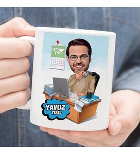 Kişiye Özel İşkolik Karikatürlü Kupa Bardak