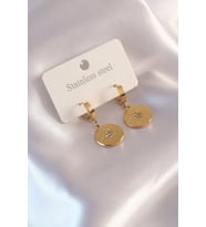 Çelik Gold Renk Kutup Yıldızı İşleme Zirkon Taşlı Kadın Küpe - TJ-BKP6961