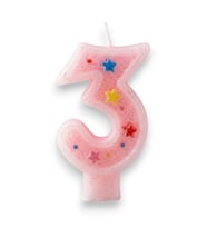Üç Rakamlı Pembe Mum Doğum Günü Pasta Mumu ( 7X3) cm - Sayılı Mum - Pasta Süsü