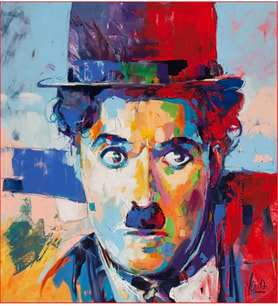 Charlie Chaplin Sayılarla Boyama Seti 40x50 cm (Tuvale Gerili)