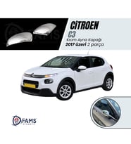 Citroen C3 Krom Ayna Kapağı 2 Parça 2017 > Paslanmaz Çelik