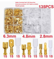 Kablo Terminal Seti 135 Parça Sarı (2,8-4,8 ve 6,3mm 15 li Takım ve Kılıfı) Plastik Çantada