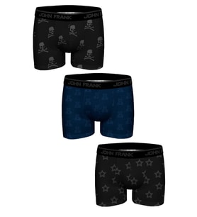 JOHN FRANK THREE PACK JACQUARD BOXER White